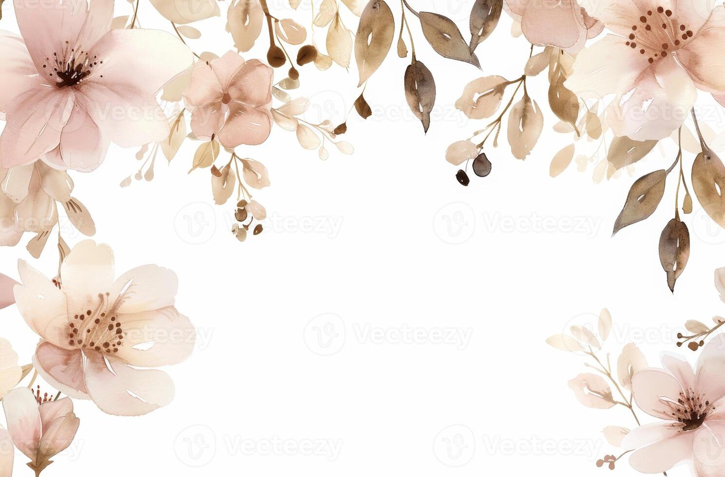 Delicate floral frame with soft pink flowers photo