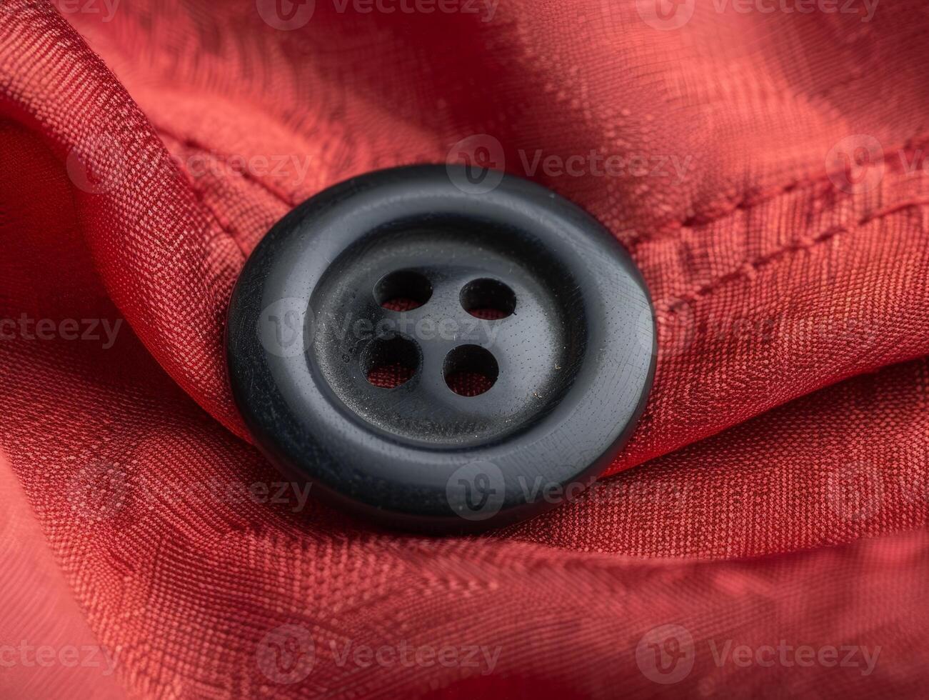 close up of a black button on a red fabric photo