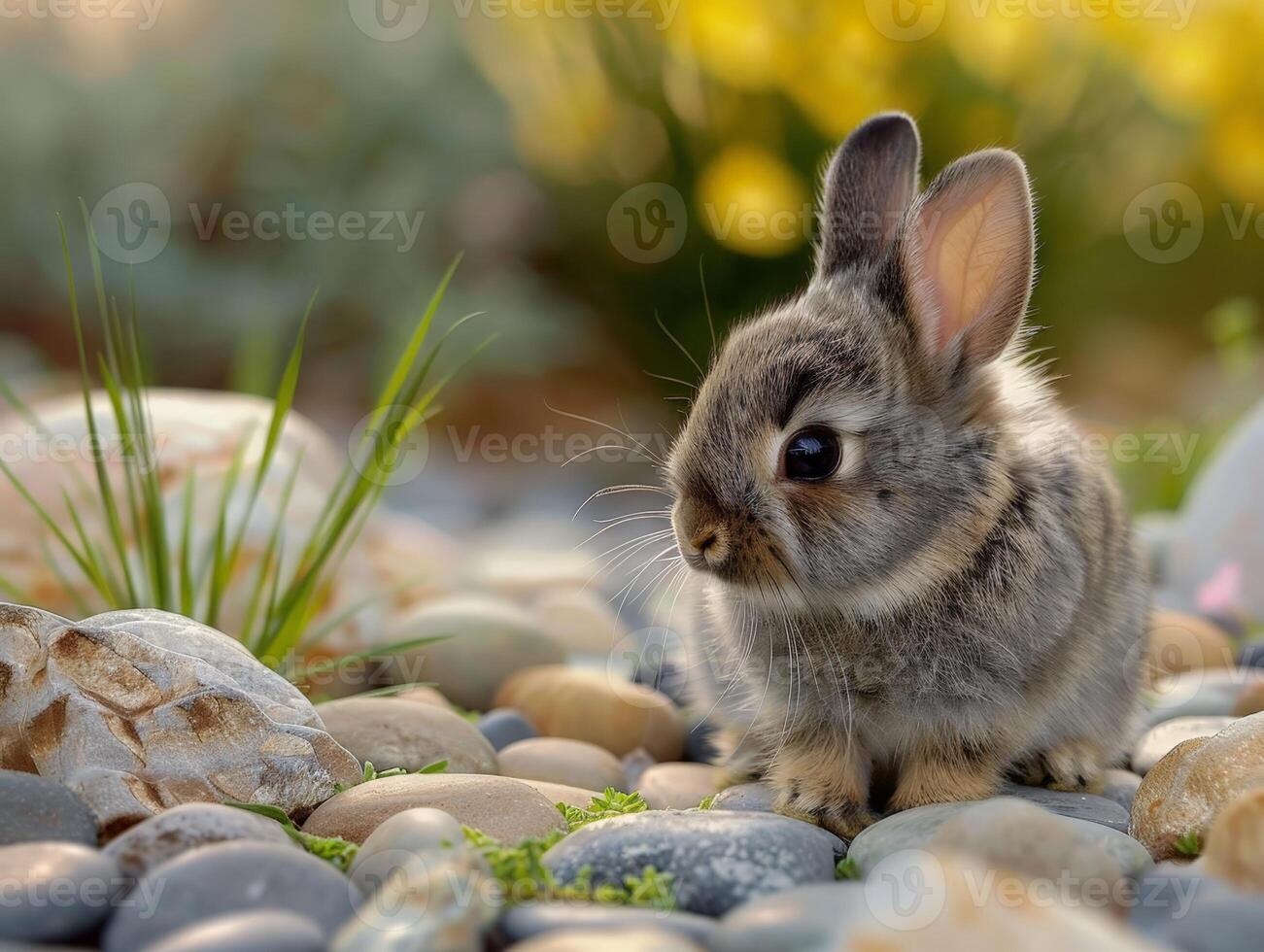 Cute baby rabbit in natural environment photo
