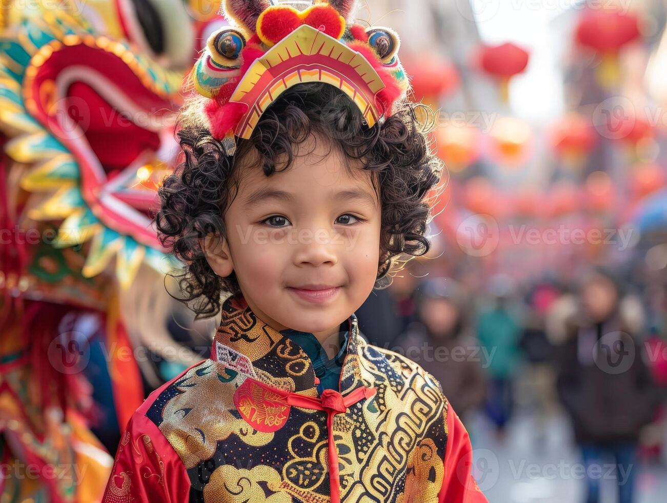 smiling child in colorful traditional costume photo