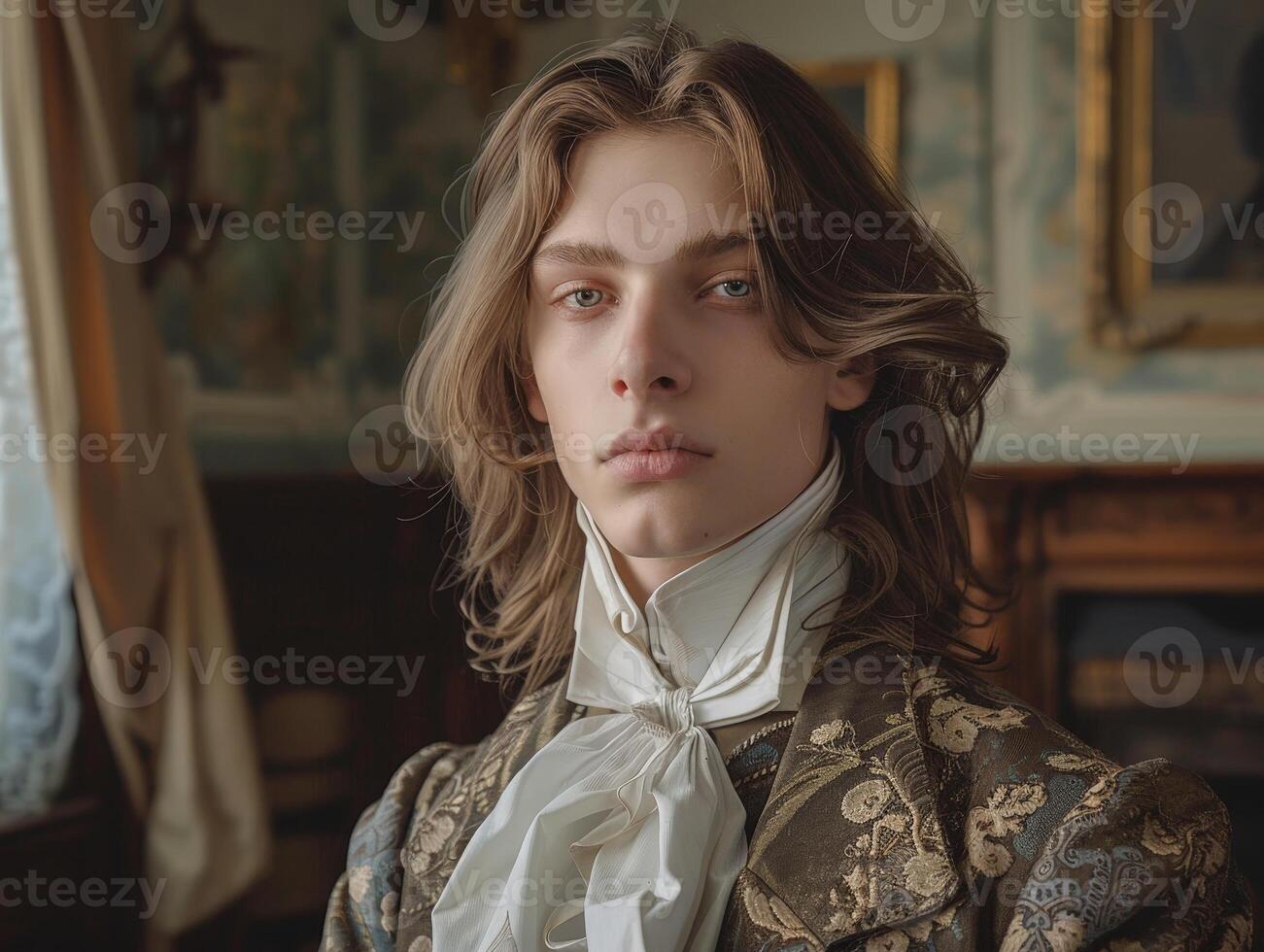 Pensive young man in historical costume photo