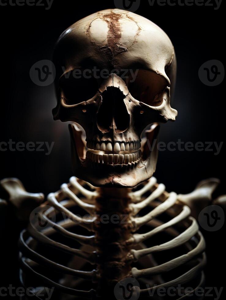 Detailed closeup of a human skull photo