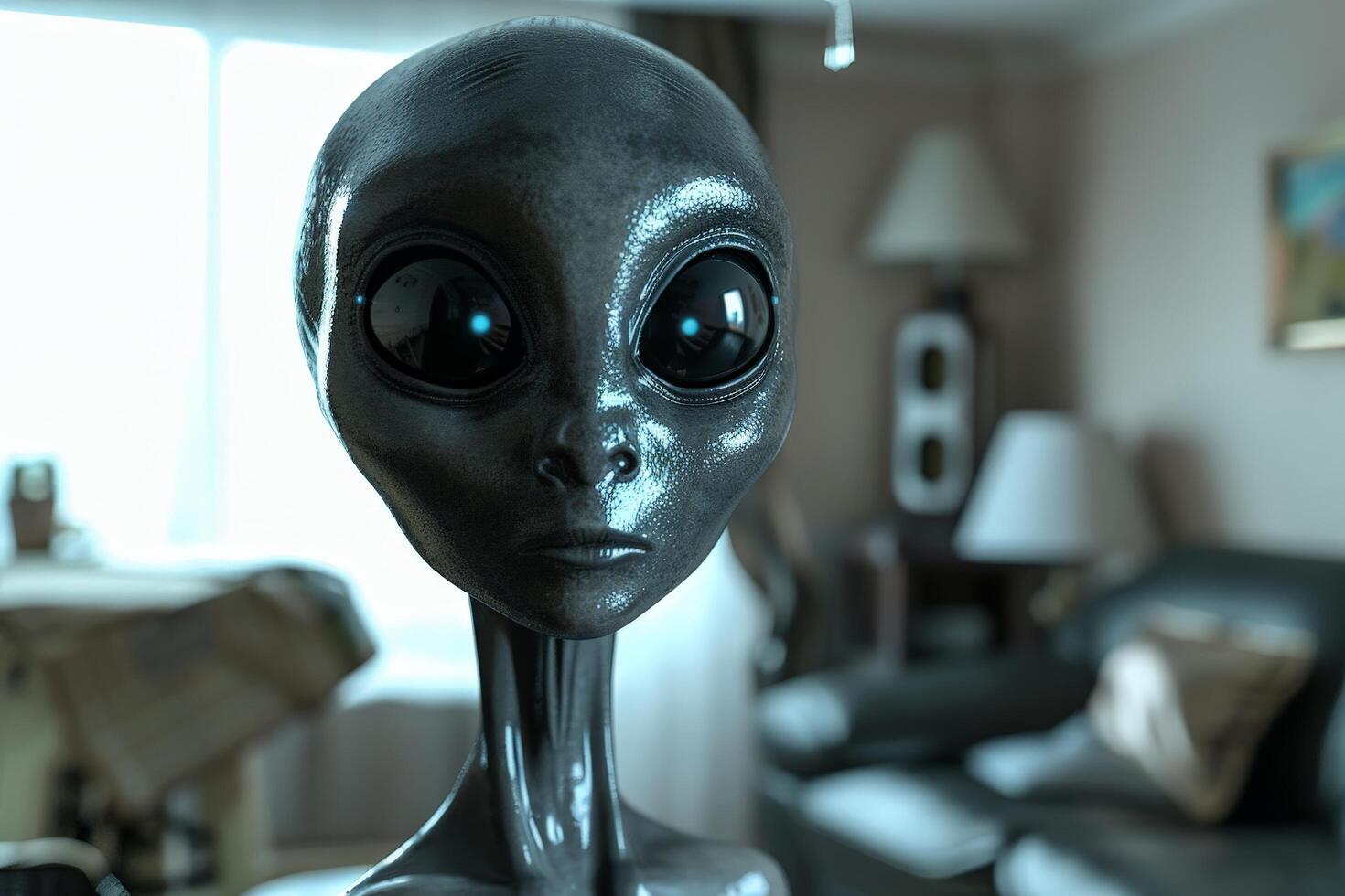 Alien robot head close up photo