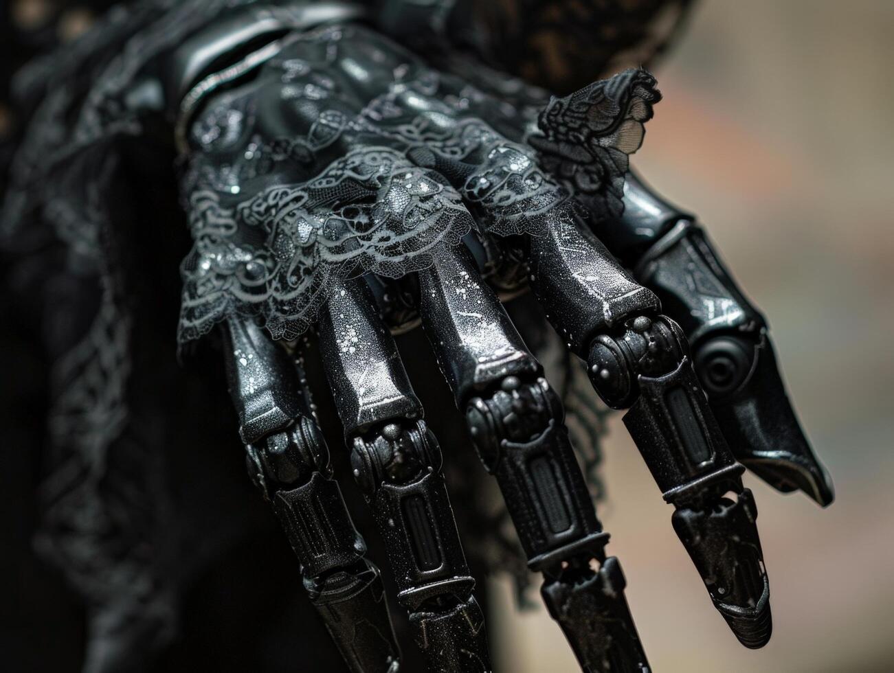Futuristic robotic hand with intricate details photo