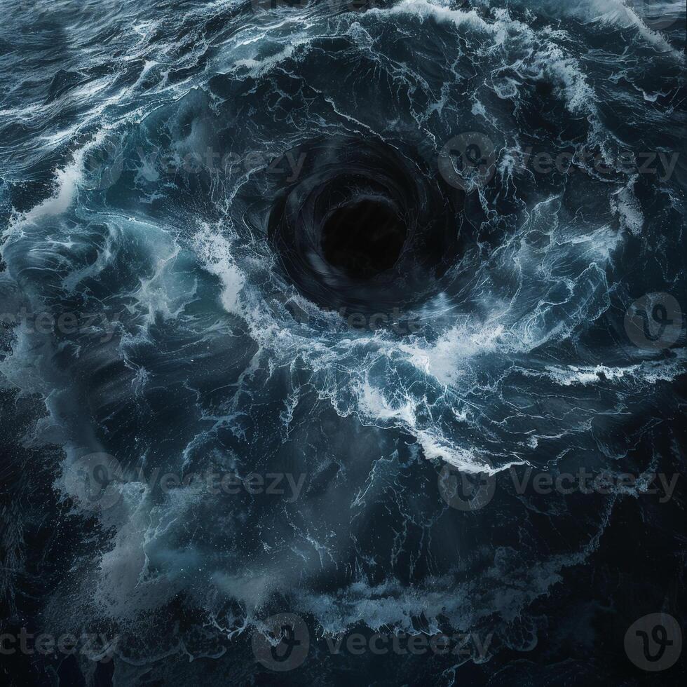 Powerful whirlpool in the middle of the ocean photo