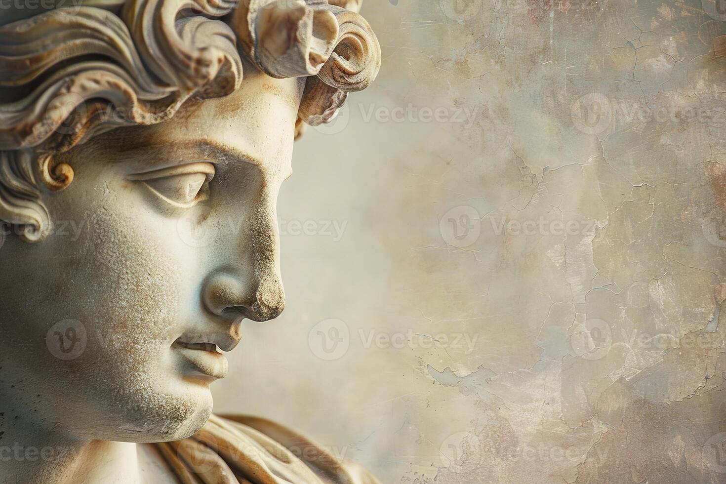 ancient greek statue face close up photo