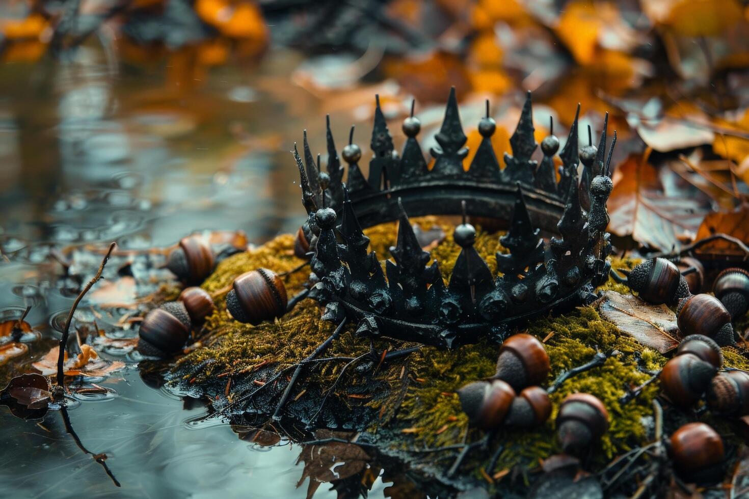 dark crown in autumn forest photo