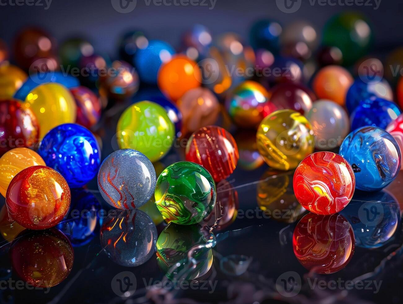 Vibrant Marbles Reflecting Light photo