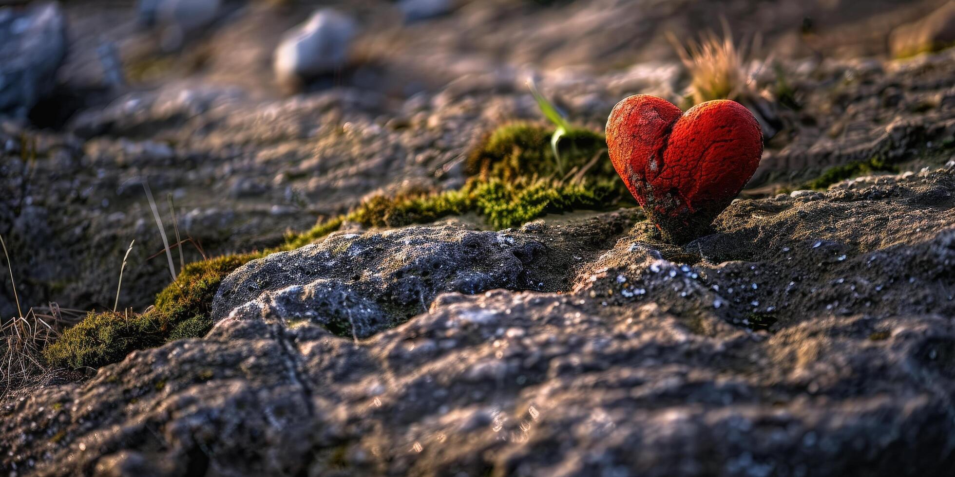 heart shaped rock in nature photo