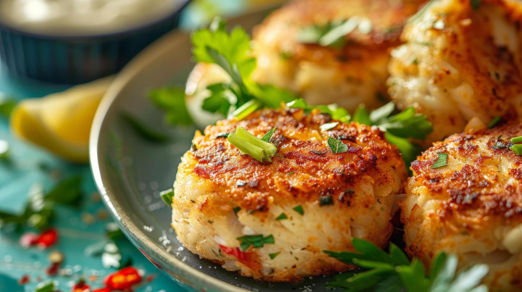 Delicious homemade potato croquettes with herbs and spices photo