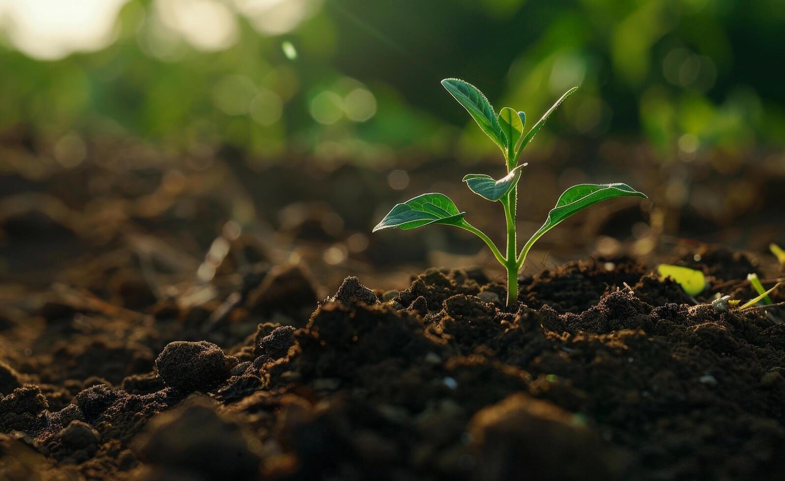 young plant growing in soil photo