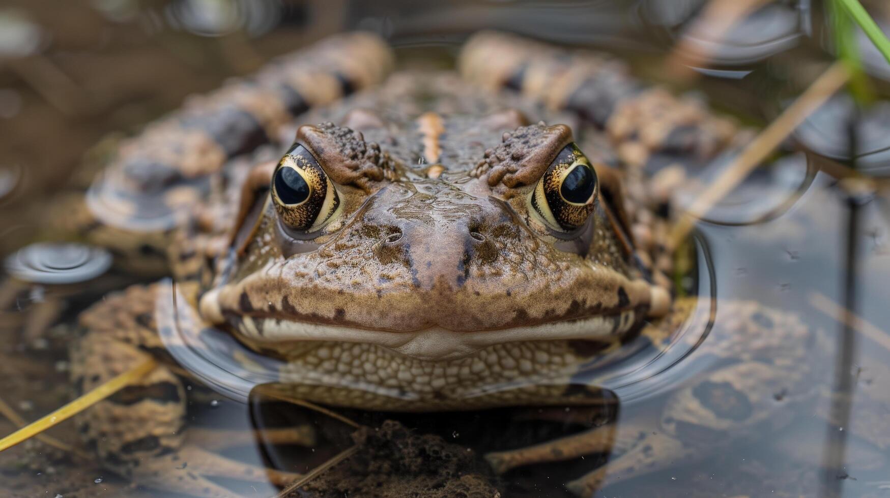 Close up of a frog in water photo