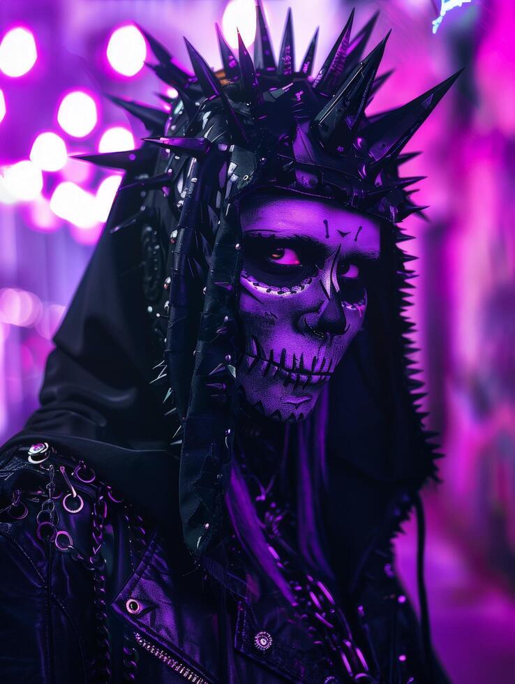 Menacing punk rocker with spiked crown photo