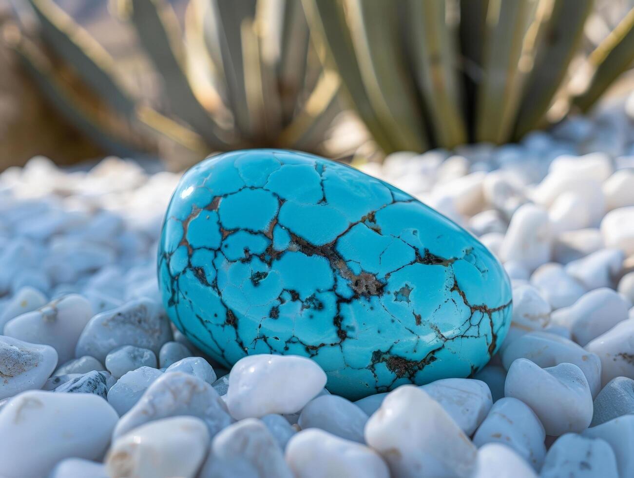 Turquoise stone on white pebbles photo