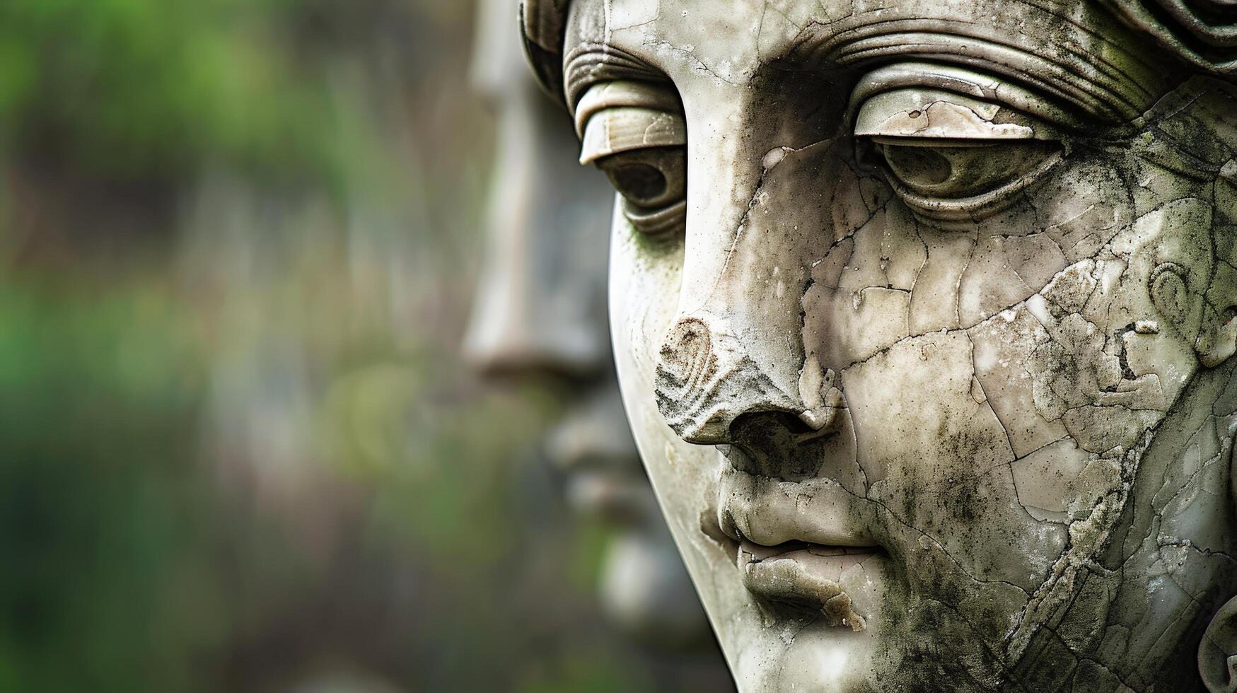 Weathered stone face in nature photo