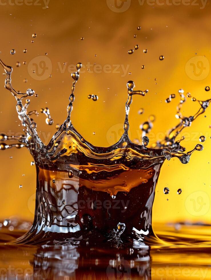 Splashing cola drink with crown like splash photo