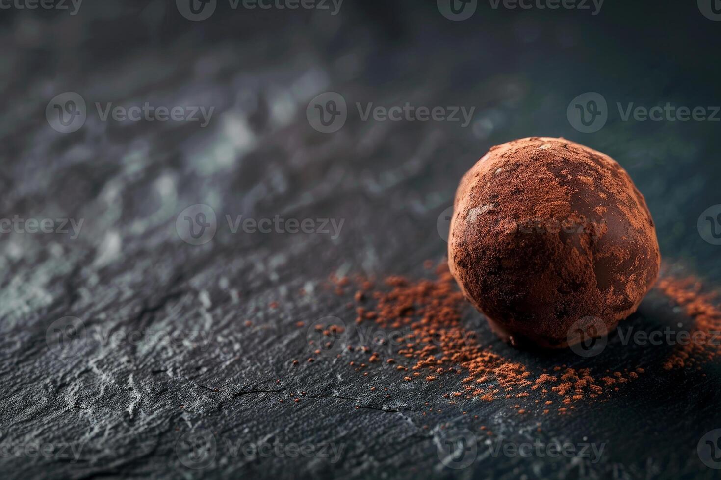 Delicious chocolate truffle on dark background photo