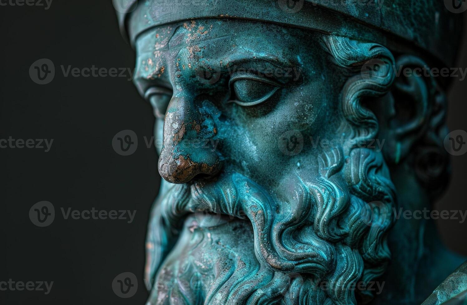 Weathered bronze sculpture with intricate details photo