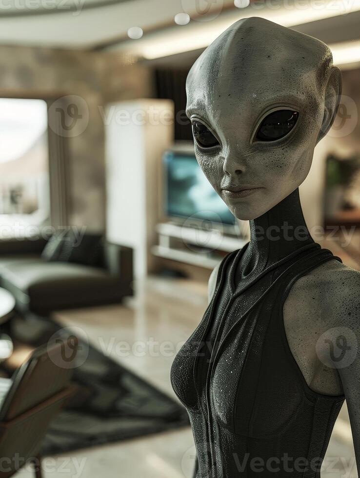 Alien figure in a futuristic setting photo