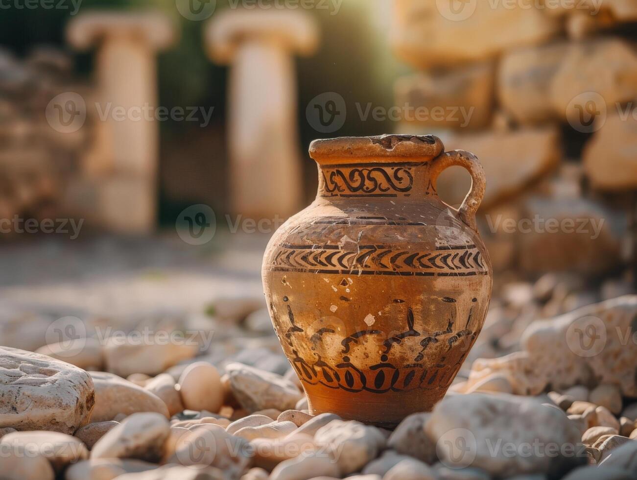 Antique ceramic vase with ornamental patterns photo