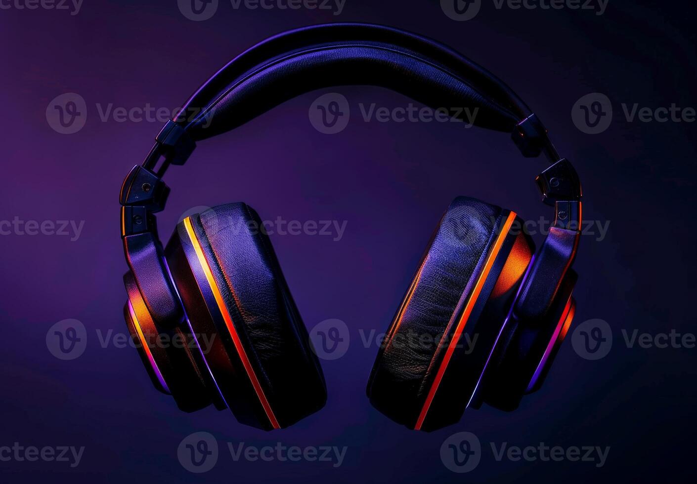 Vibrant gaming headphones against a dark background photo