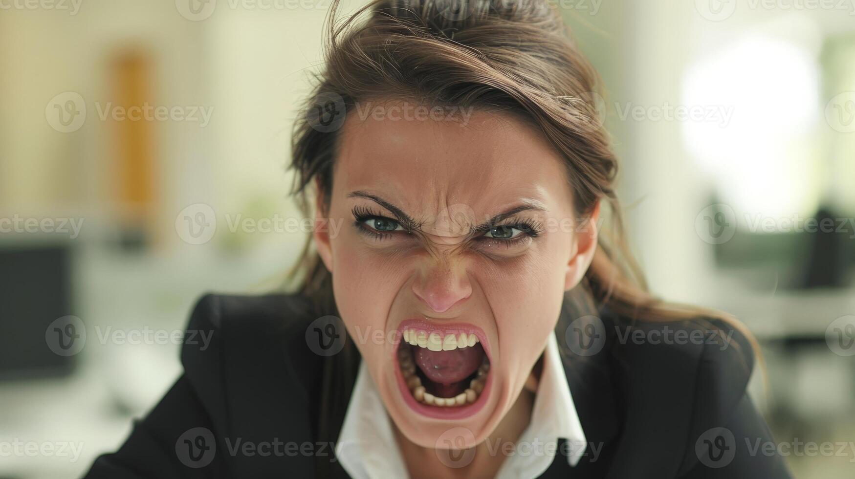 Angry business woman shouting in frustration photo