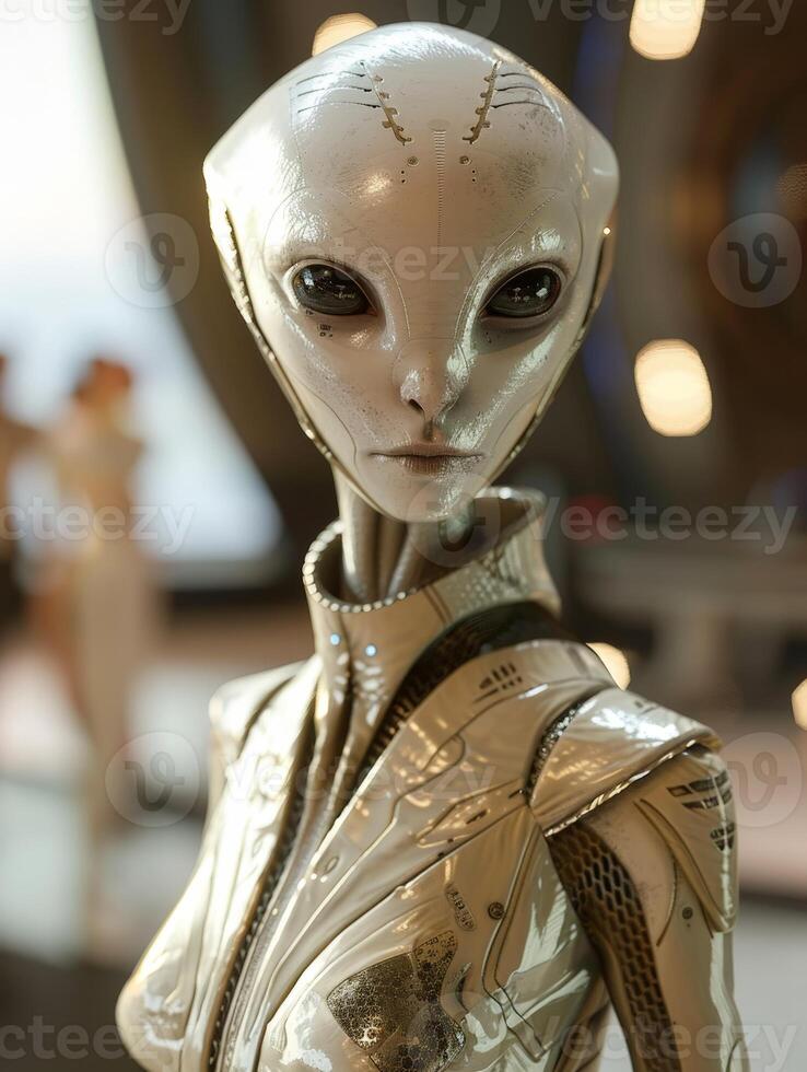 Alien robot figure with intricate details photo
