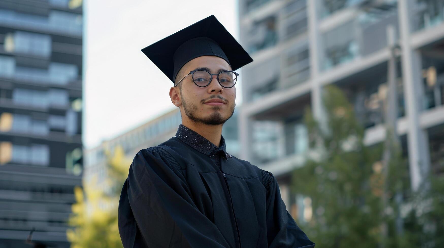 Graduate student in academic regalia photo