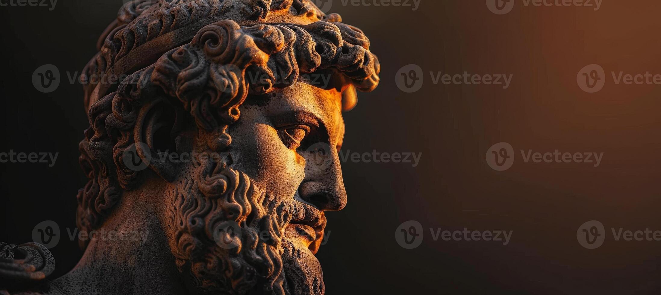 ancient greek statue profile in dramatic lighting photo