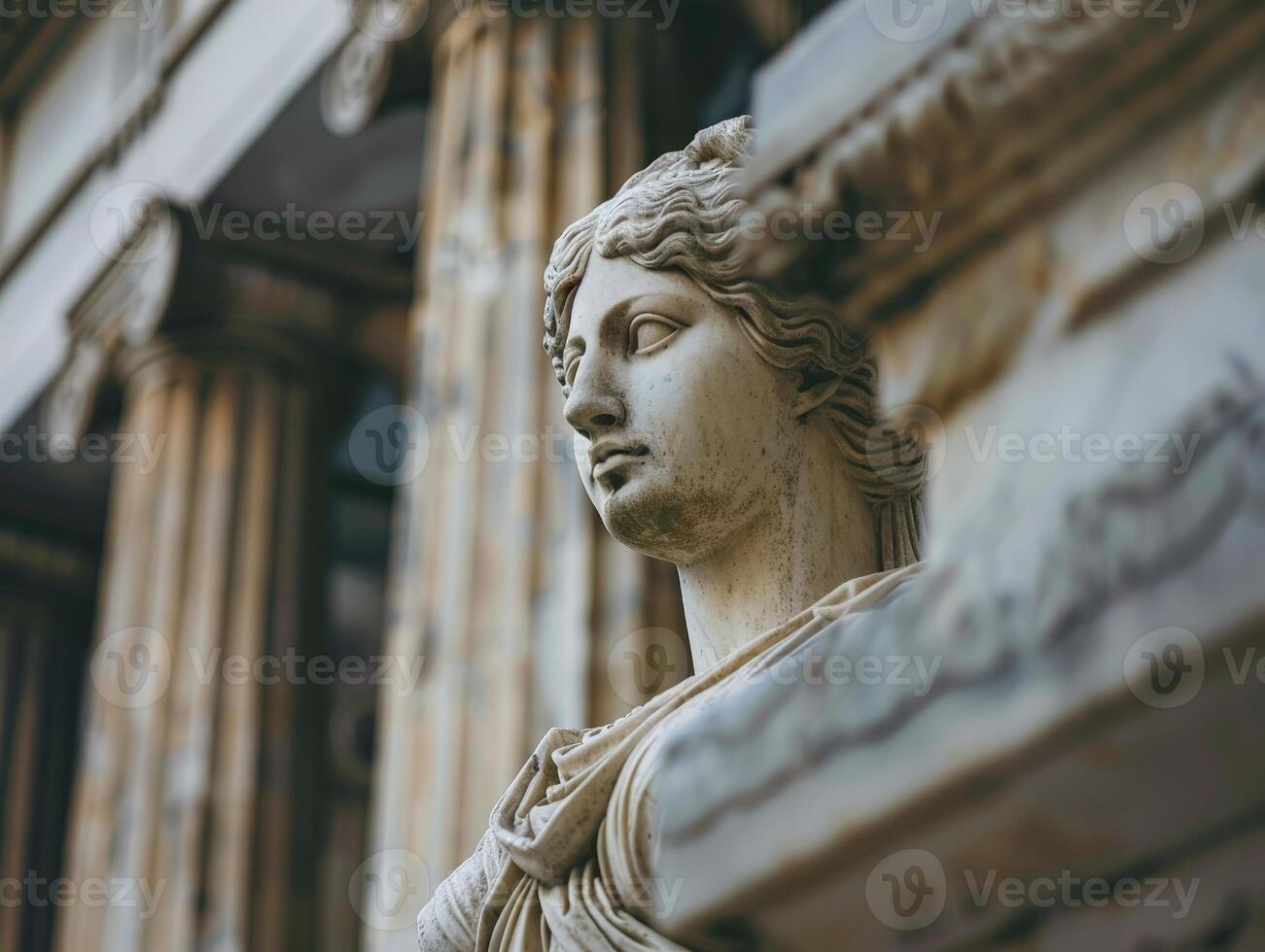 Detailed stone sculpture of a classical figure photo