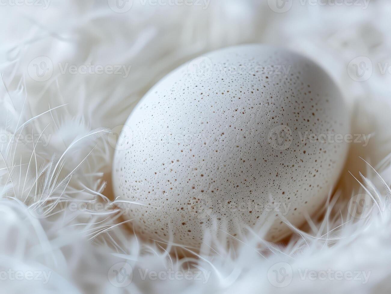 Delicate speckled egg nestled in soft feathers photo