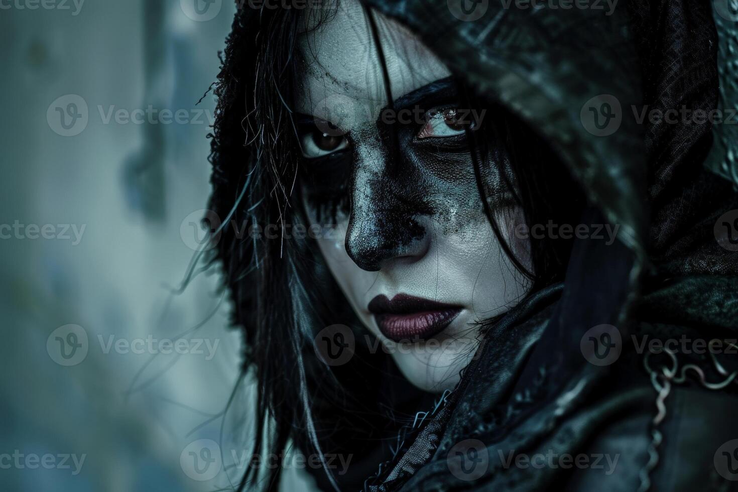 Mysterious dark figure in the shadows photo