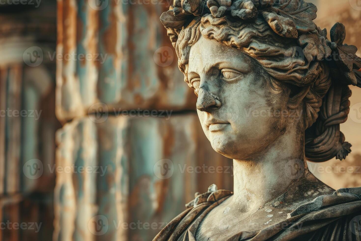 Ornate stone statue of a classical figure photo