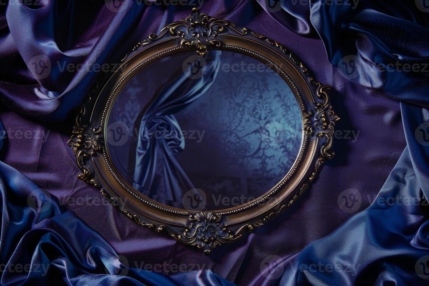 Ornate golden frame against a dark, moody background photo