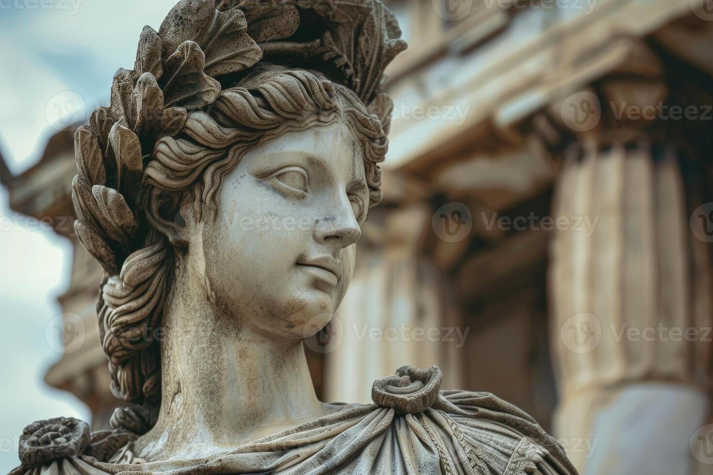 Detailed stone sculpture of a classical figure photo