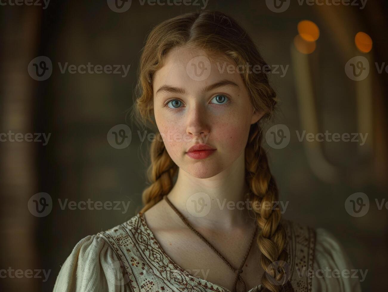 Portrait of a young woman with braided hair photo