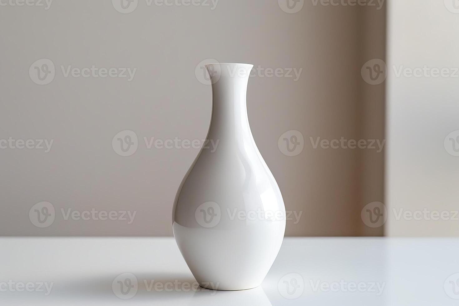 elegant white ceramic vase on minimalist background photo