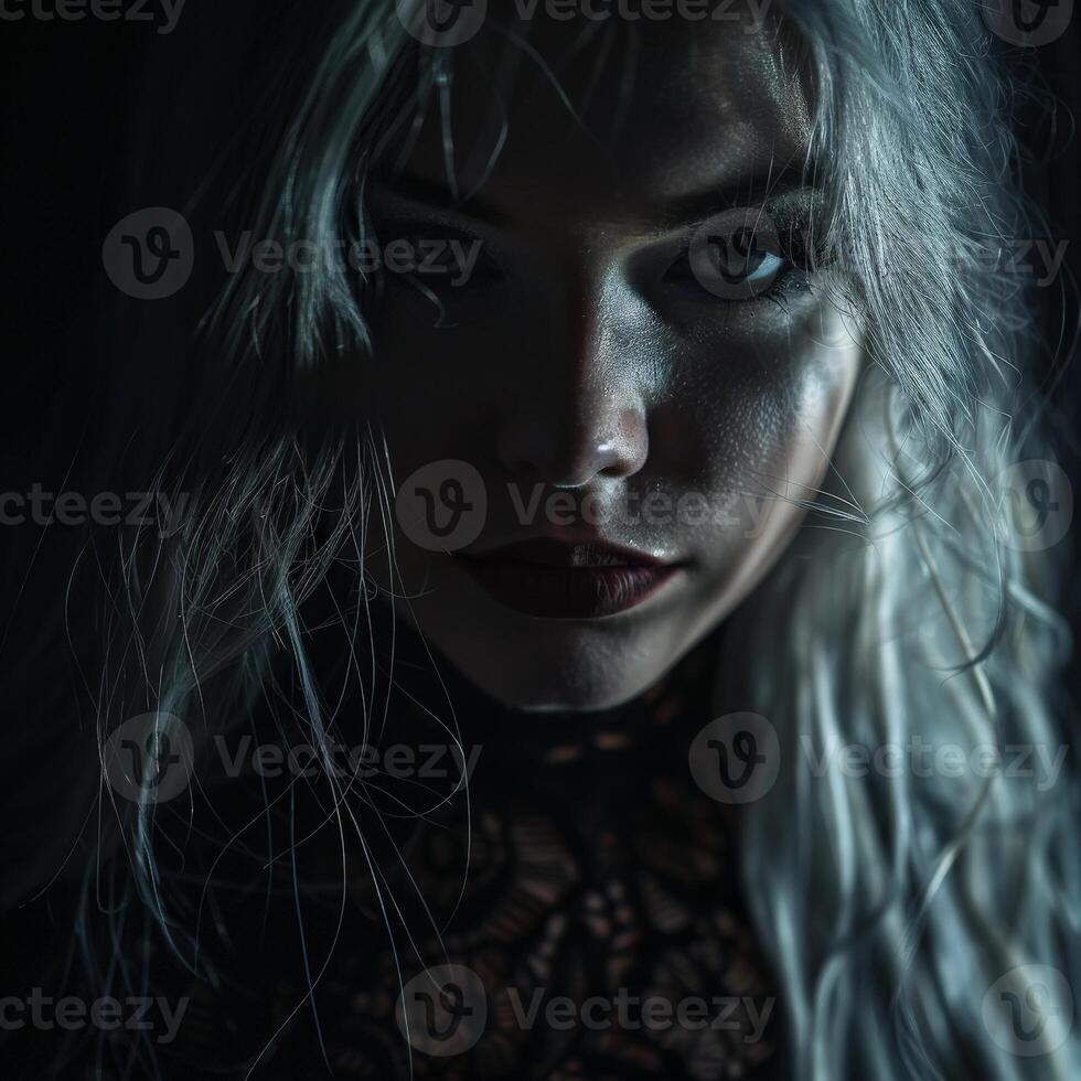 Mysterious woman with piercing eyes photo