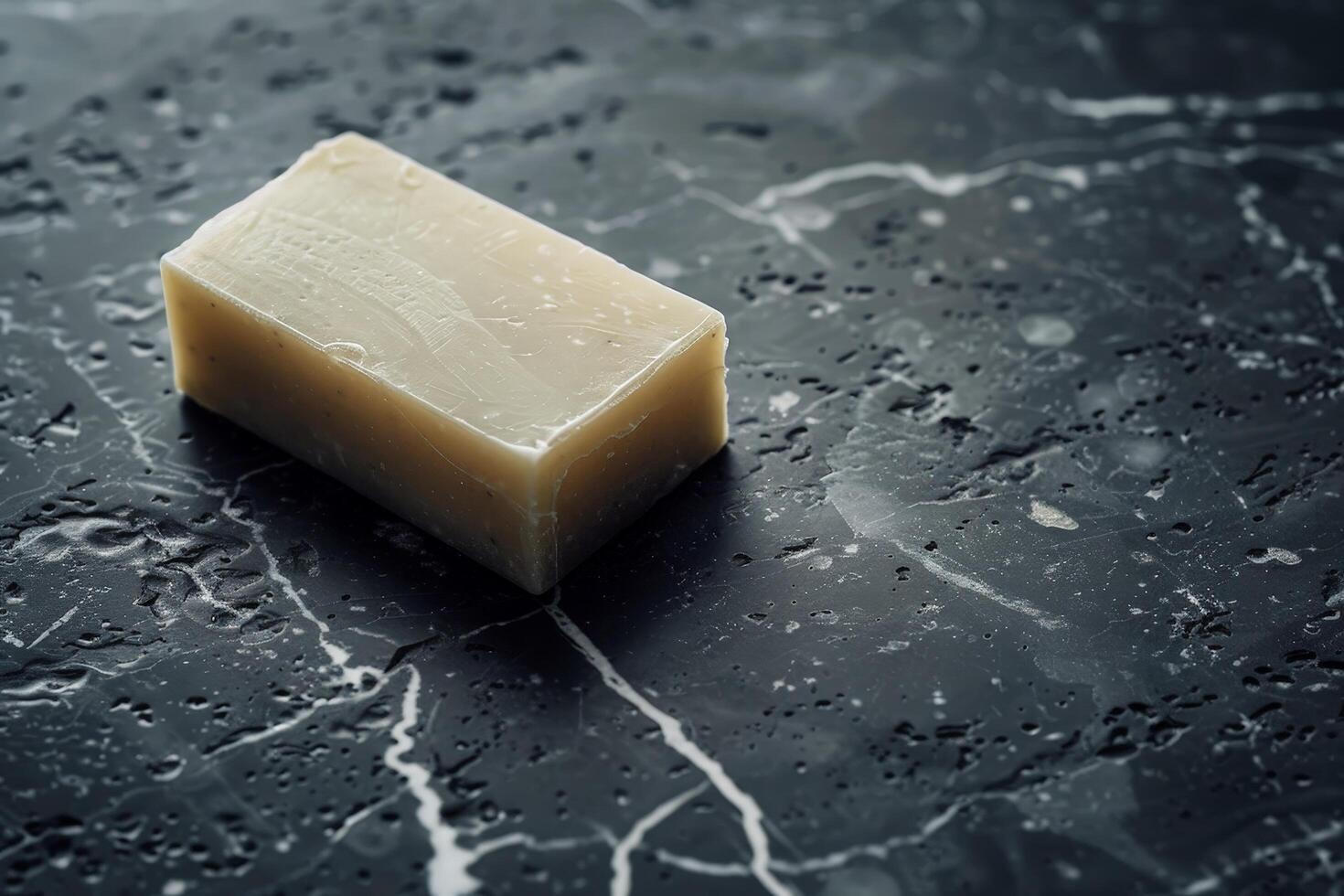 Closeup of a block of parmesan cheese on a dark background photo