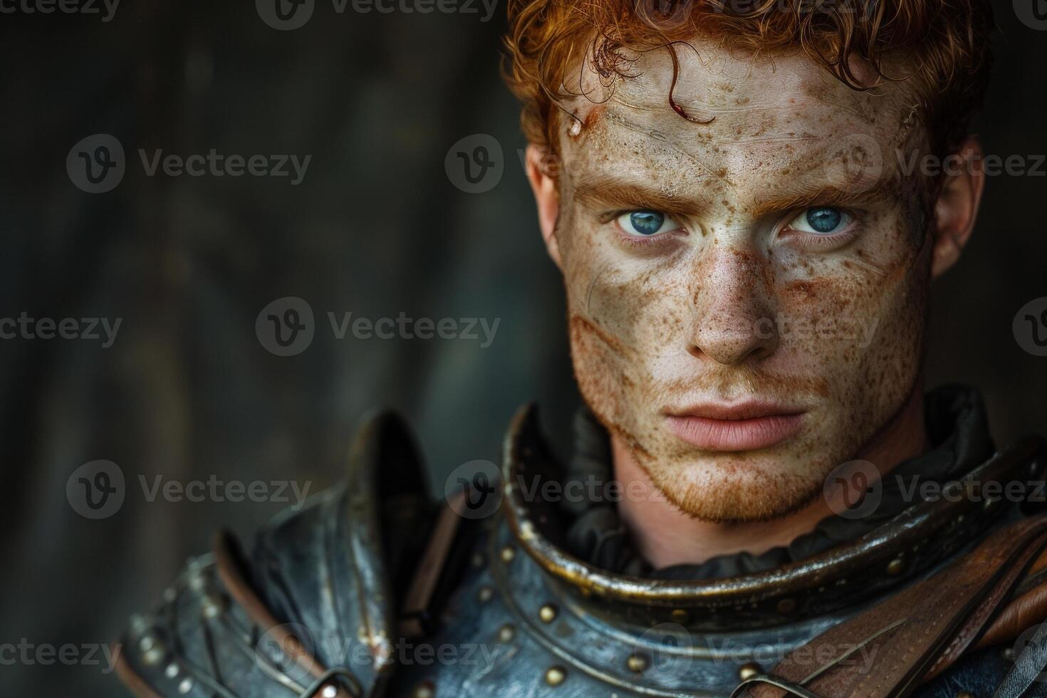 Intense gaze of a rugged warrior photo