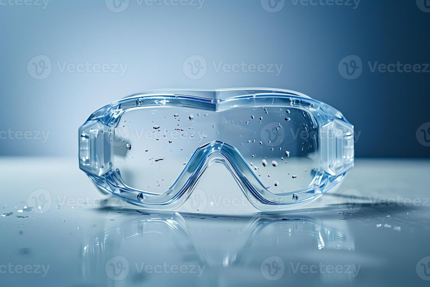 Protective goggles with water droplets photo