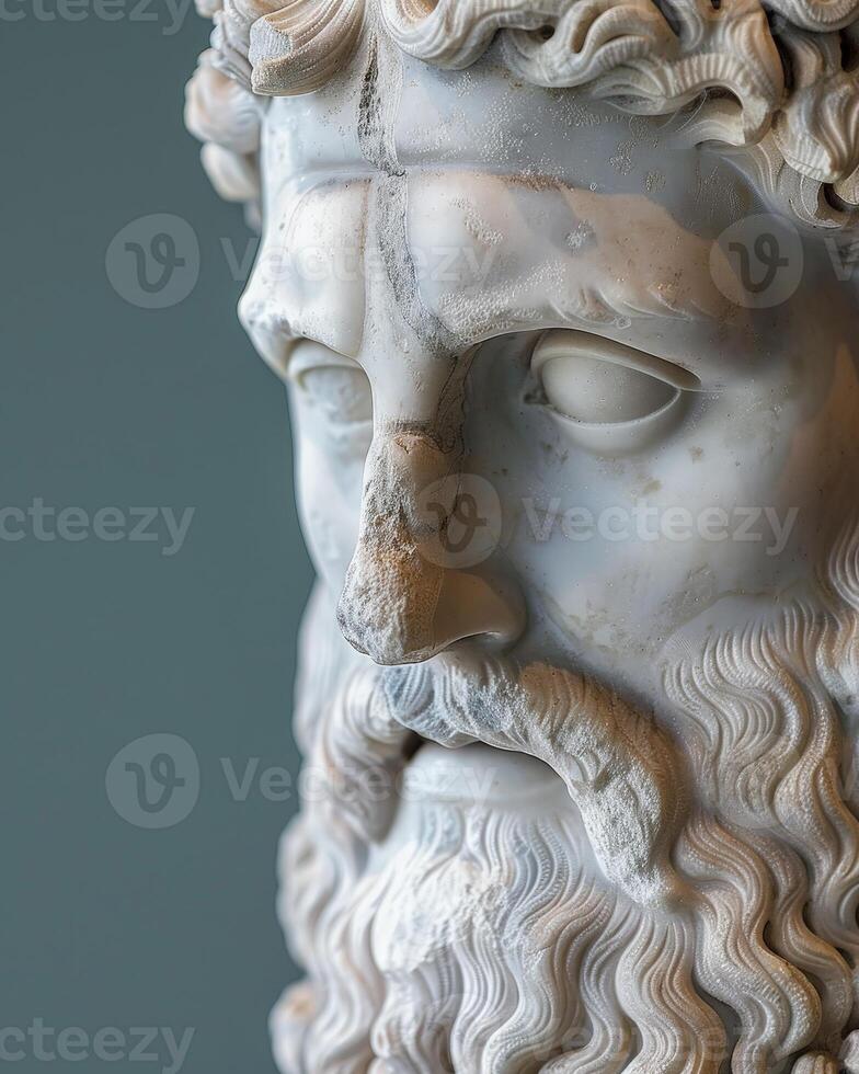 Close up of a weathered marble statue photo
