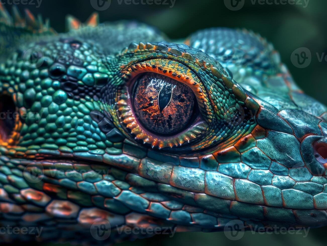 Vibrant close up of a reptilian eye photo
