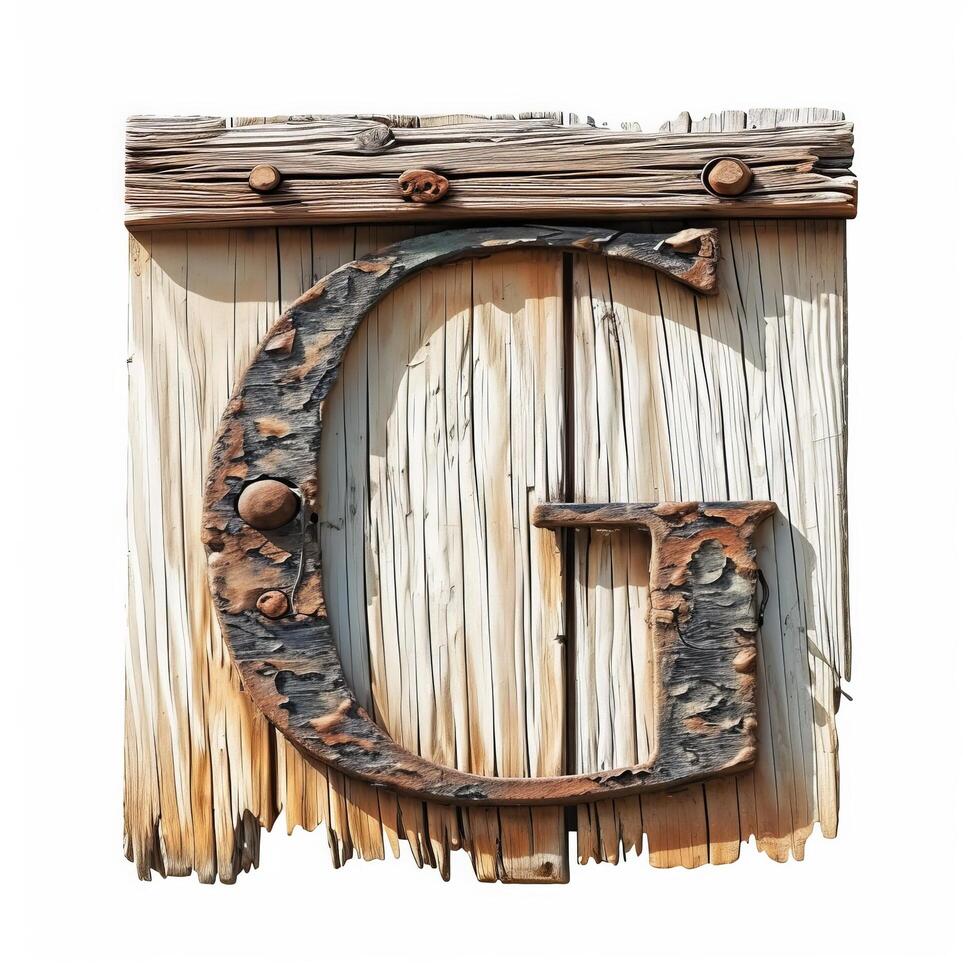 Rustic wooden letter g photo