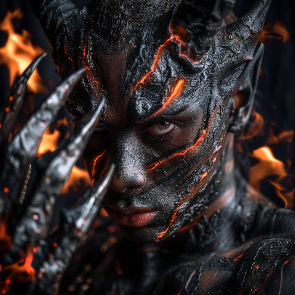 Fiery Warrior Portrait photo