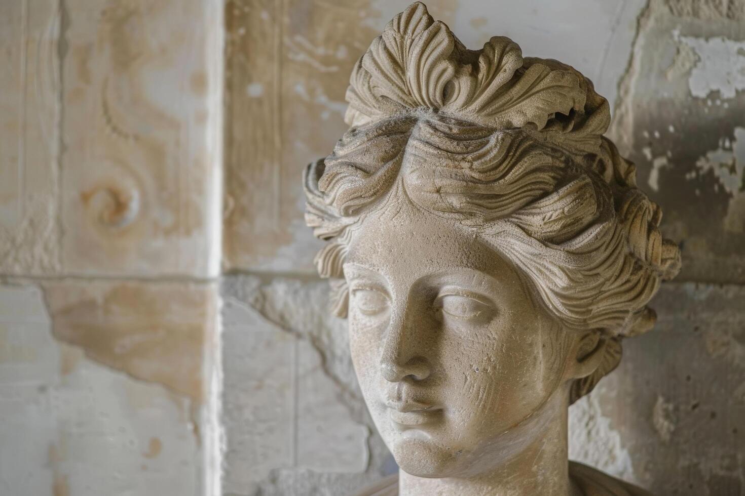 Antique stone sculpture of a classical figure photo
