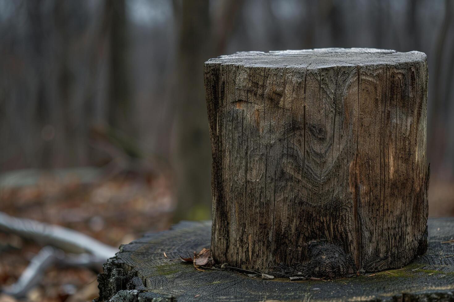 Weathered wooden log in forest photo