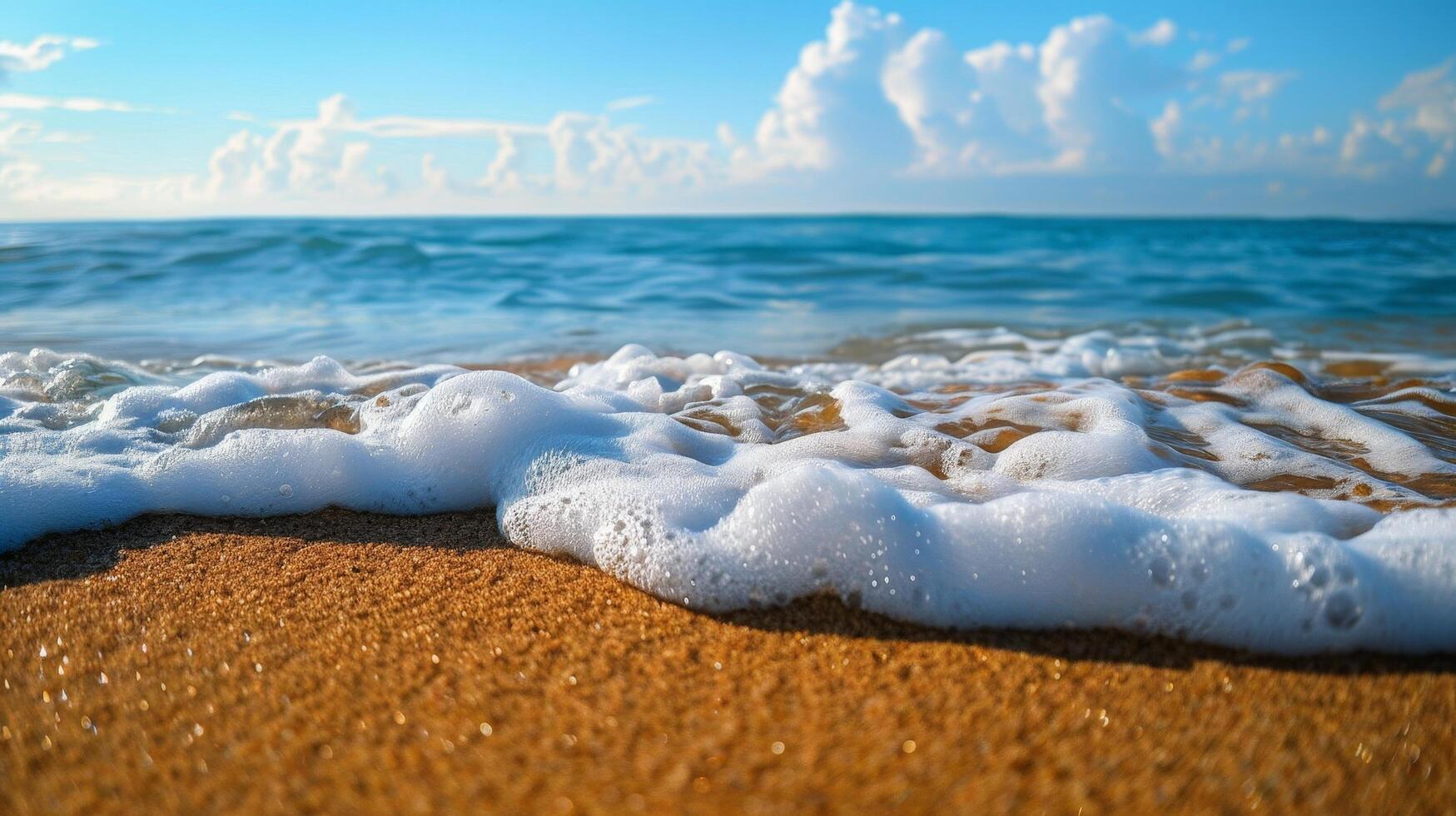 Serene ocean waves crashing on sandy beach photo
