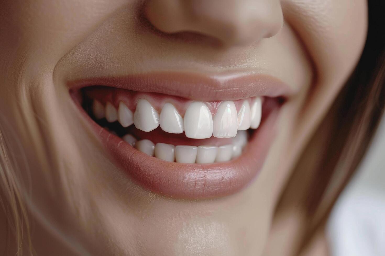 close up of smiling womans teeth photo