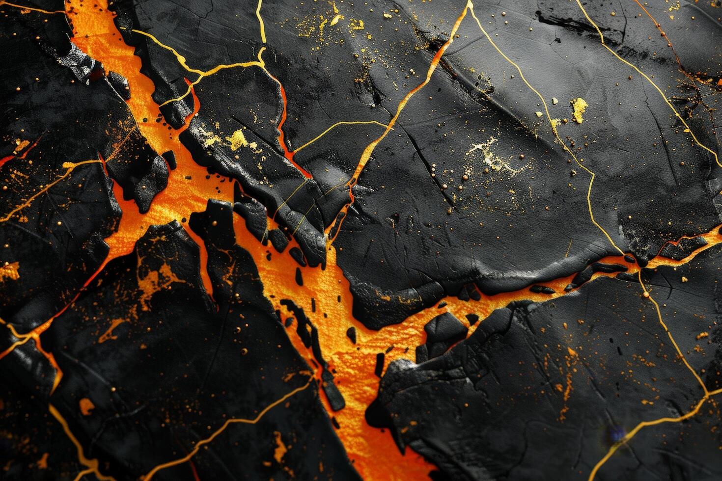 abstract textured background with orange and black paint splatters photo